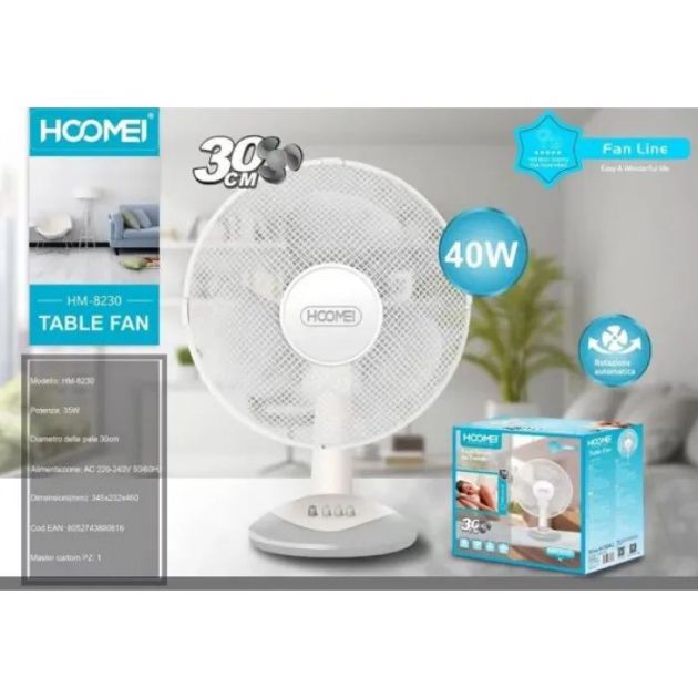 Επιτραπέζιος Ανεμιστήρας 35W Διαμέτρου 30cm Hoomei