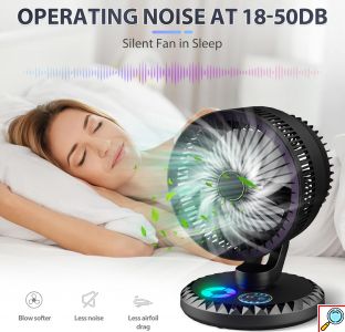 Επιτραπέζιος USB Ανεμιστήρας με Ρύθμιση Ισχύος, Χρονοδιακόπτη & LED Φωτισμό - Arrango