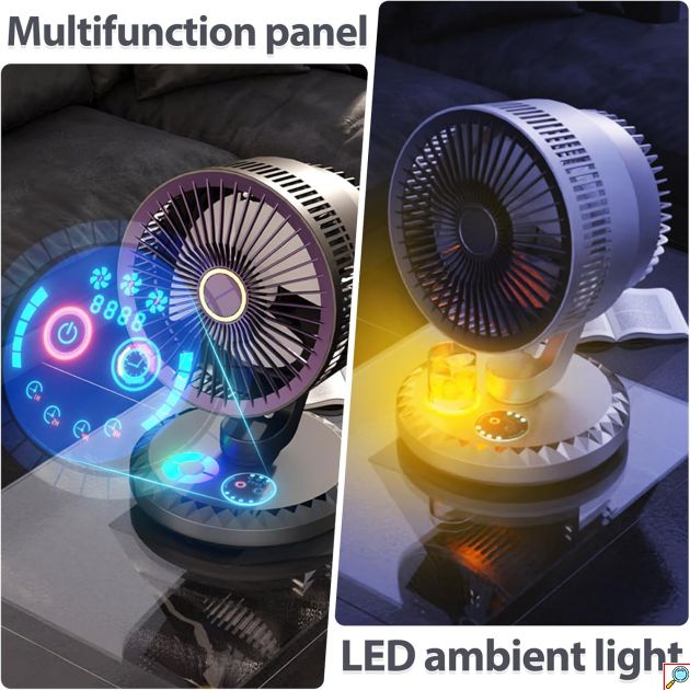 Επιτραπέζιος USB Ανεμιστήρας με Ρύθμιση Ισχύος, Χρονοδιακόπτη & LED Φωτισμό - Arrango