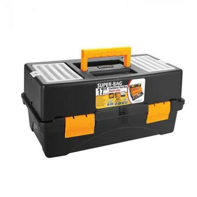 Εργαλειοθήκη Τριών Αναδιπλούμενων Επιπέδων με Πλαστικά Κουμπώματα και Θήκες Super-Bag 17″ 41x23x19εκ