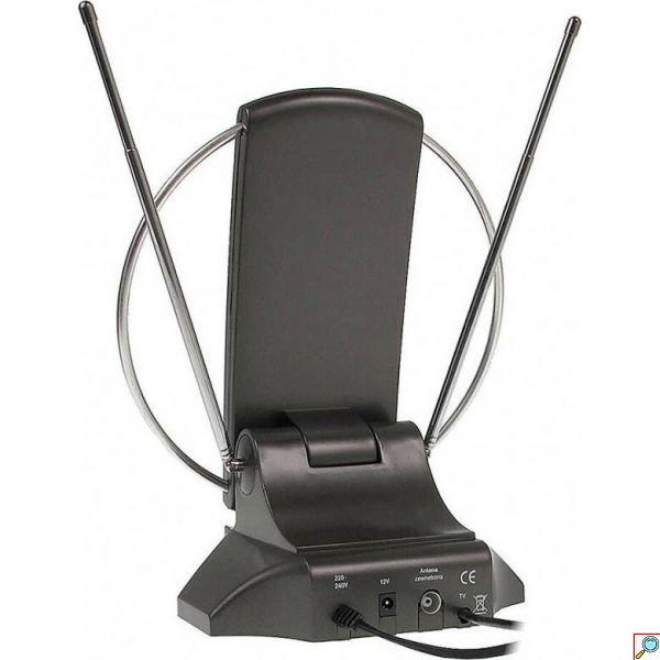 Εσωτερική Κεραία Τηλεόρασης με Ενισχυτή 28Db UHF - VHF - FM Κατάλληλο για Αναλογικά & Ψηφιακά Κανάλια, Σύνδεση με Ομοαξονικό Καλώδιο