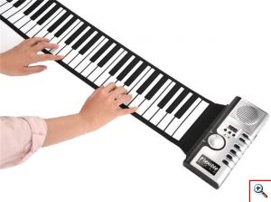 Ευλύγιστο Φορητό Roll-Up Midi Πιάνο Αρμόνιο Keyboard Αφής 61 Πλήκτρων που Τυλίγεται, με Ενσωματωμένο Ηχείο, 128 Ήχους & 128 Ρυθμούς