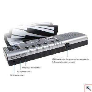 Ευλύγιστο Φορητό Roll-Up Midi Πιάνο Αρμόνιο Keyboard Αφής 61 Πλήκτρων που Τυλίγεται, με Ενσωματωμένο Ηχείο, 128 Ήχους & 128 Ρυθμούς