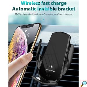 Έξυπνη Αυτόματη Βάση Κινητού Αυτοκινήτου με Αισθητήρα Αφής, Ασύρματη Φόρτιση & Ρυθμιζόμενα Άγκιστρα
