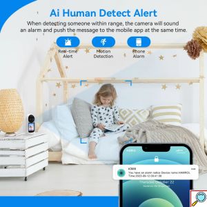 Έξυπνη Κάμερα WiFi 1080P HD με οθόνη 2,8 Ιντσών, Αμφίδρομη Επικοινωνία, Ανίχνευση Κίνησης & Έγχρωμη Νυχτερινή Όραση