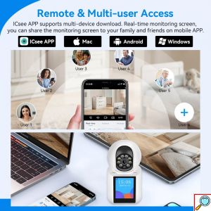 Έξυπνη Κάμερα WiFi 1080P HD με οθόνη 2,8 Ιντσών, Αμφίδρομη Επικοινωνία, Ανίχνευση Κίνησης & Έγχρωμη Νυχτερινή Όραση