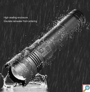 Επαναφορτιζόμενος Φακός Χειρός LED Αδιάβροχος IP67 με Μέγιστη Φωτεινότητα 40000lm-Μαύρος 