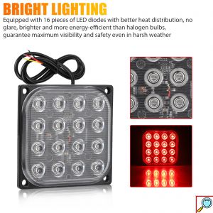 Universal Αδιάβροχο Φανάρι 16 SMD LED Ultra Bright Κόκκινο 48W 7000lm με 2 Λειτουργίες Φωτισμού 12/ 24V