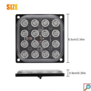 Universal Αδιάβροχο Φανάρι 16 SMD LED Ultra Bright Κόκκινο 48W 7000lm με 2 Λειτουργίες Φωτισμού 12/ 24V