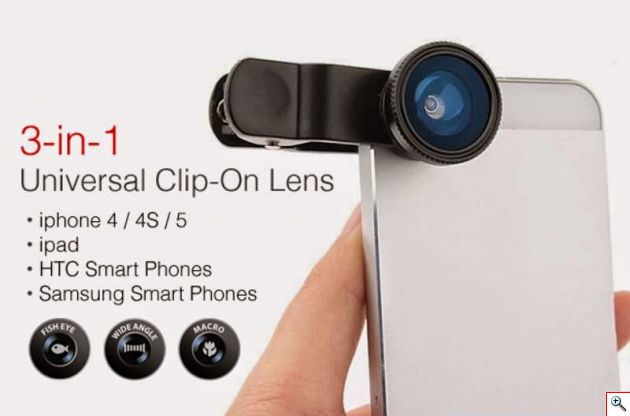Φακοί FishEye, Wide, Macro με κλιπ για Κάμερα Kινητών - Universal Lens x3