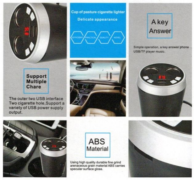 Ασύρματος Πομπός Αυτοκινήτου Bluetooth USB, SD MP3 Player & Φορτιστής με 2 θέσεις Αναπτήρα