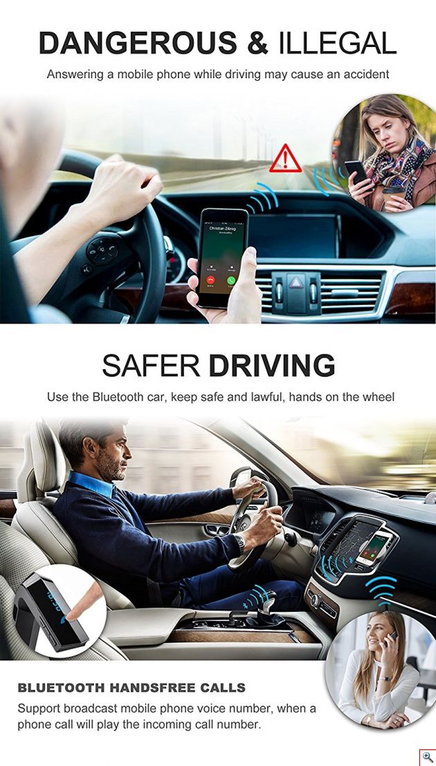 Bluetooth USB/SD MP3 Player, AUX & Φορτιστής USB 2A Αυτοκινήτου - Car FM Transmitter Hammer 593