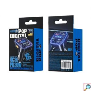 Γρήγορος φορτιστής αυτοκινήτου Transmitter με LED φωτισμό, Bluetooth και ενσωματωμένο μικρόφωνο