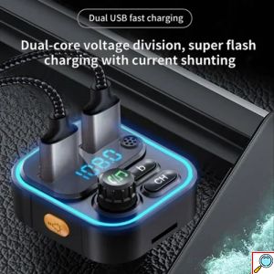 Γρήγορος φορτιστής αυτοκινήτου Transmitter με LED φωτισμό, Bluetooth και ενσωματωμένο μικρόφωνο