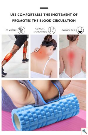 Foam Roller - Αφρώδης Κύλινδρος Μασάζ 13x33cm, Αποκατάστασης, Διάτασης Μυών & Ισορροπίας - Deep Muscle Tissue Massage Cilindro Μπλε
