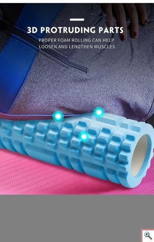 Foam Roller - Αφρώδης Κύλινδρος Μασάζ 13x33cm, Αποκατάστασης, Διάτασης Μυών & Ισορροπίας - Deep Muscle Tissue Massage Cilindro Μπλε
