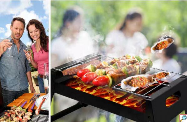 Φορητή Αναδιπλούμενη Ψησταριά BBQ - Portable Stainless Steel Barbecue Pits 34x21x48.5cm