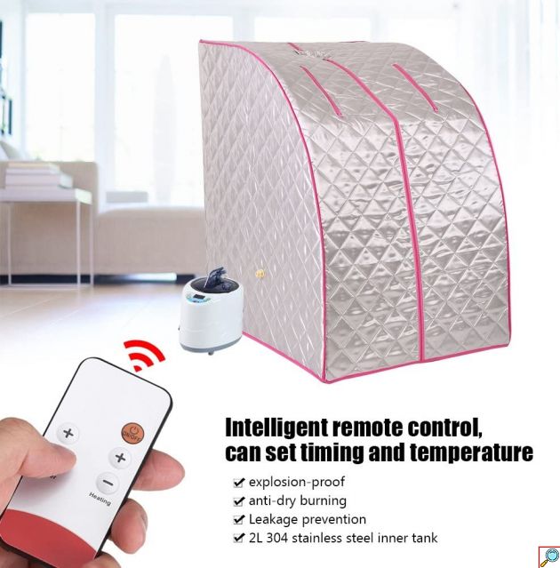 VSauna Φορητή Ατομική Σάουνα - Χαμάμ Ατμού με Ισοθερμική Αδιάβροχη Ολόσωμη Καμπίνα & Κουκούλα - Portable Steam Sauna