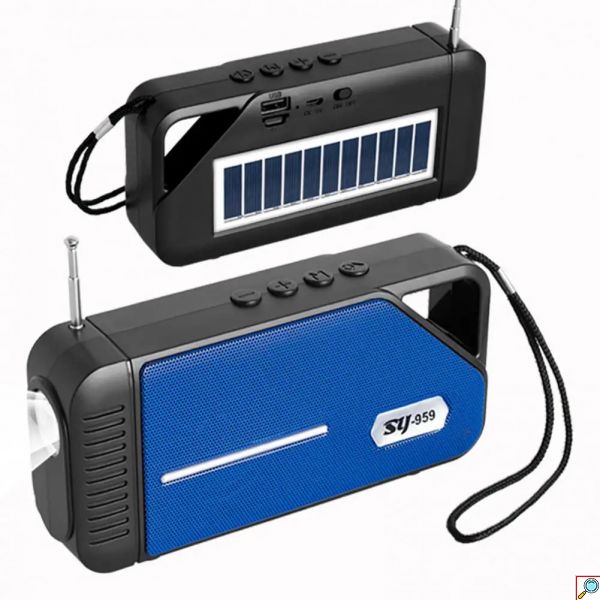 Επαναφορτιζόμενο USB Φορητό Ηχείο Bluetooth με Ηλιακό Πάνελ - AUX & FM Radio