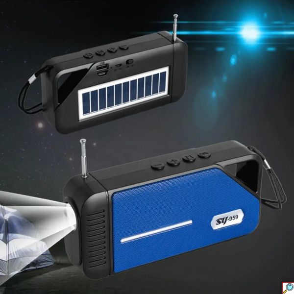 Επαναφορτιζόμενο USB Φορητό Ηχείο Bluetooth με Ηλιακό Πάνελ - AUX & FM Radio