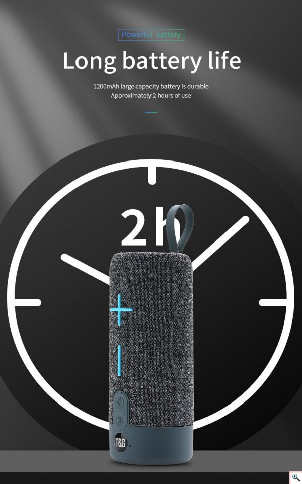 Φορητό Ηχείο Bluetooth 10W, Stereo Surround, 2 Full Range Μεγάφωνα, Μικρόφωνο, USB, AUX, Κάρτα Μνήμης, FM Radio, Διάφορα Χρώματα, T&G, TG-619