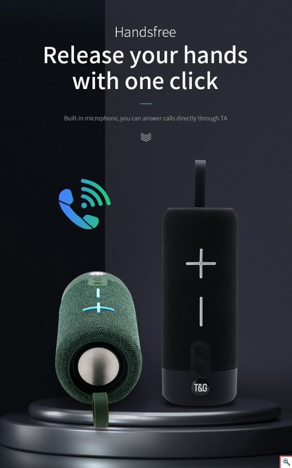 Φορητό Ηχείο Bluetooth 10W, Stereo Surround, 2 Full Range Μεγάφωνα, Μικρόφωνο, USB, AUX, Κάρτα Μνήμης, FM Radio, Διάφορα Χρώματα, T&G, TG-619
