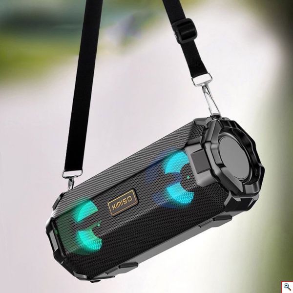 Φορητό Ηχείο Bluetooth Stereo 10W, με Λουράκι Ώμου, 2 Full Range Μεγάφωνα & Woofer, USB, AUX, Κάρτα Μνήμης, FM Radio, KIMISO KM-205