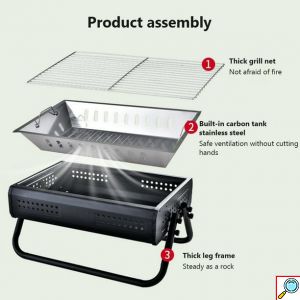 Φορητή Αναδιπλούμενη Ψησταριά Κάρβουνου για BBQ - 475x305x220 mm - KmtStyle