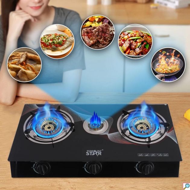 WinningStar Τριπλή Φορητή Εστία Αερίου με Αυτόματη Ανάφλεξη ST-9655