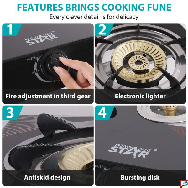 WinningStar Τριπλή Φορητή Εστία Αερίου με Αυτόματη Ανάφλεξη ST-9655