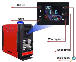 Φορητό Αερόθερμο Πετρελαίου Diesel 5000W με Ψηφιακή Οθόνη LDC, Ρυθμιζόμενη Θερμοκρασία και Τηλεχειριστήριο Κόκκινο