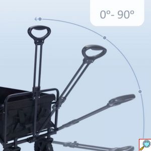 Πολυλειτουργικό Αναδιπλούμενο Τρόλεϊ Καρότσι με 4 Τροχούς και Λαβή - Μεταλλικός Σκελετός - Μαύρο - 70x45x49 εκ