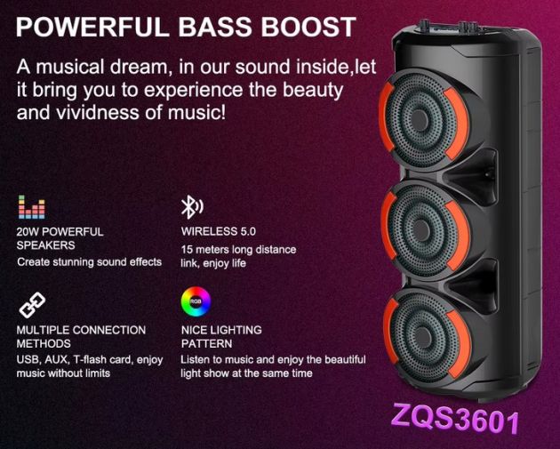 Φορητό Bluetooth Ηχείο Karaoke με Μικρόφωνο, Τηλεχειριστήριο & LED Φωτισμό