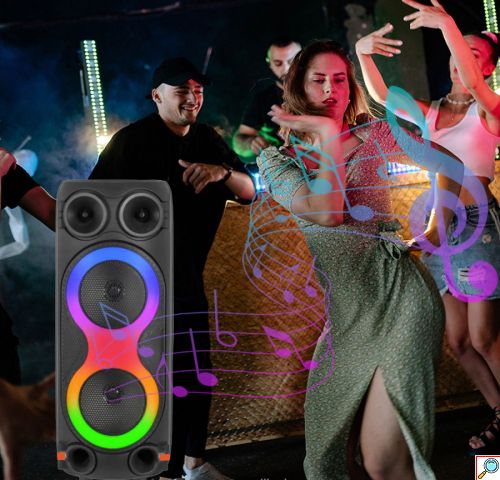 Φορητό Bluetooth 5.3 Ηχείο 8″ με Μικρόφωνο, Χειριστήριο και LED RGB Φωτισμό CH-8868 