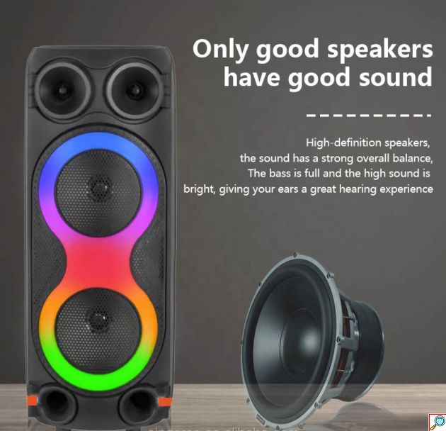 Φορητό Bluetooth 5.3 Ηχείο 8″ με Μικρόφωνο, Χειριστήριο και LED RGB Φωτισμό CH-8868 