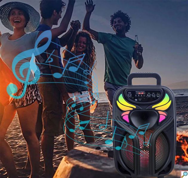 Bluetooth Σύστημα Καραόκε Super Bass με Ηχείο, Μικρόφωνο, Τηλεχειριστήριο και LED Φωτισμό