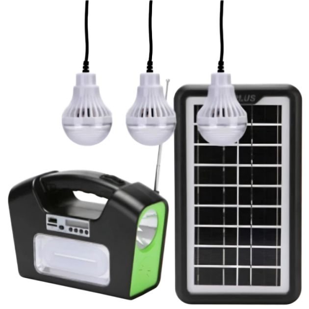 Ηλιακό Κιτ Τριπλού Φωτισμού με Φακό, 3 Λάμπες και Φόρτισης Συσκευών
