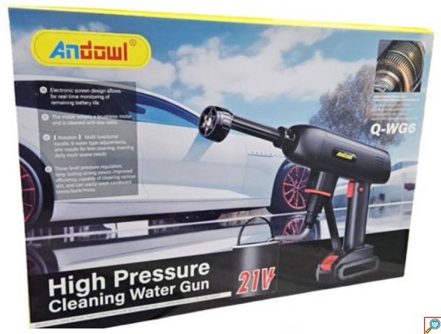 Επαναφορτιζόμενο Φορητό Πιστόλι Πλυσίματος - Πιεστικό νερού 21V με Τριπλή Ρύθμιση Πίεσης Andowl Q-WG6