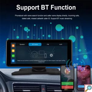 Φορητό Στερεοφωνικό Αυτοκινήτου Bluetooth με Oθόνη Aφής 26.06cm & Eνσωματωμένη Kάμερα