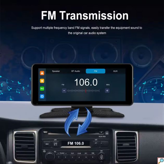 Φορητό Στερεοφωνικό Αυτοκινήτου Bluetooth με Oθόνη Aφής 26.06cm & Eνσωματωμένη Kάμερα
