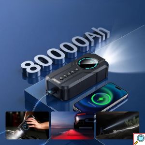 Φορητός Εκκινητής Μπαταρίας Αυτοκινήτου 8000 mA& Αεροσυμπιεστής με Ενσωματωμένο Φακό LED HIMK