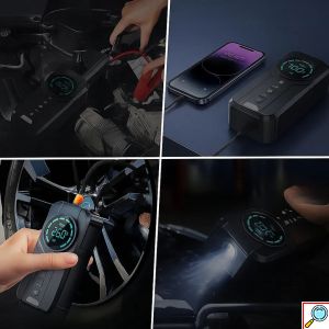 Φορητός Εκκινητής Μπαταρίας Αυτοκινήτου 8000 mA& Αεροσυμπιεστής με Ενσωματωμένο Φακό LED HIMK