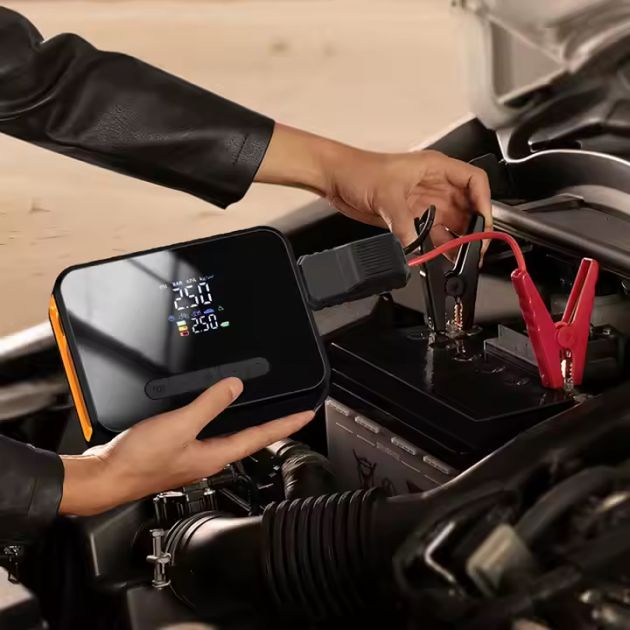 Φορητός Εκκινητής Μπαταρίας Αυτοκινήτου 8000mAh με Power Bank, Τρόμπα & LED Φακό