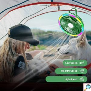 Φορητός RGB Mini Ανεμιστήρας 2 σε 1 με LED και USB Φόρτιση – Επιτραπέζιος & Κρεμαστός - Arrango