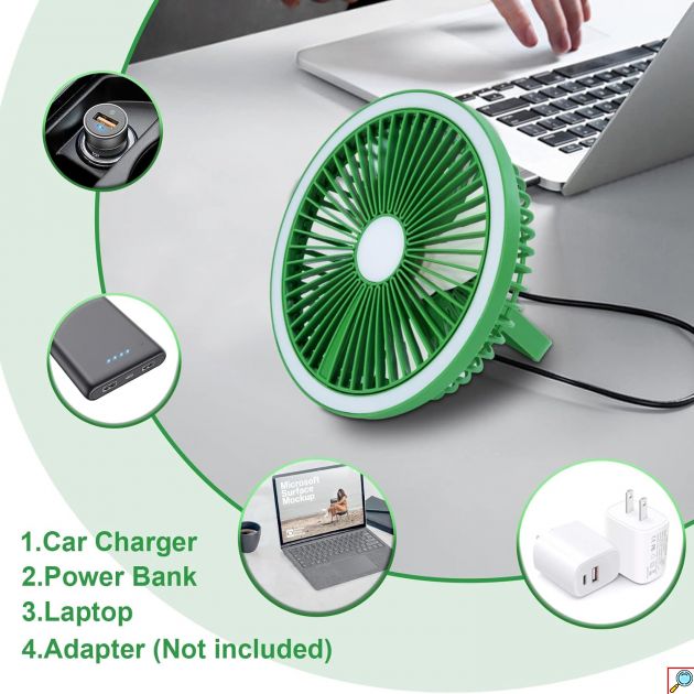 Φορητός RGB Mini Ανεμιστήρας 2 σε 1 με LED και USB Φόρτιση – Επιτραπέζιος & Κρεμαστός - Arrango