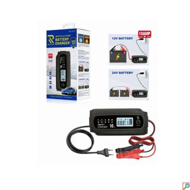 Φορτιστής Μπαταρίας Αυτοκινήτου 12–24V 10A με Ψηφιακή Οθόνη