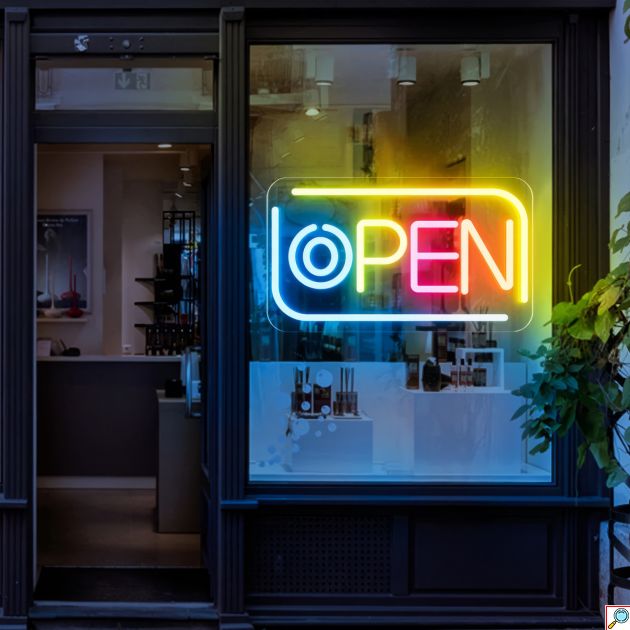 Neon Led Διαφημιστική Πινακίδα Φωτιζόμενη OPEN 40x36cm με USB