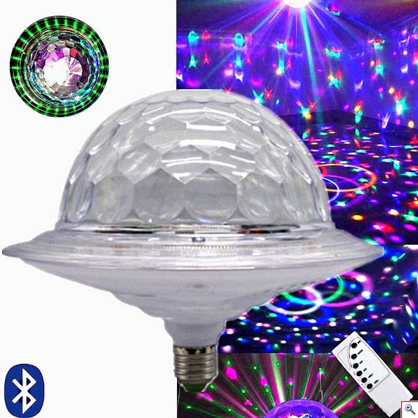 LED Λάμπα Φωτορυθμικό Με Ηχείο E27 UFO Bluetooth / USB με Τηλεχειριστήριο