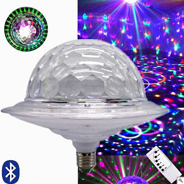 LED Λάμπα Φωτορυθμικό Με Ηχείο E27 UFO Bluetooth / USB 15W με Τηλεχειριστήριο