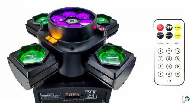 Φωτορυθμικό LED RGBW Multi-Effects Ρομποτική Κεφαλή 200W με Laser, Strober και Τηλεχειριστήριο